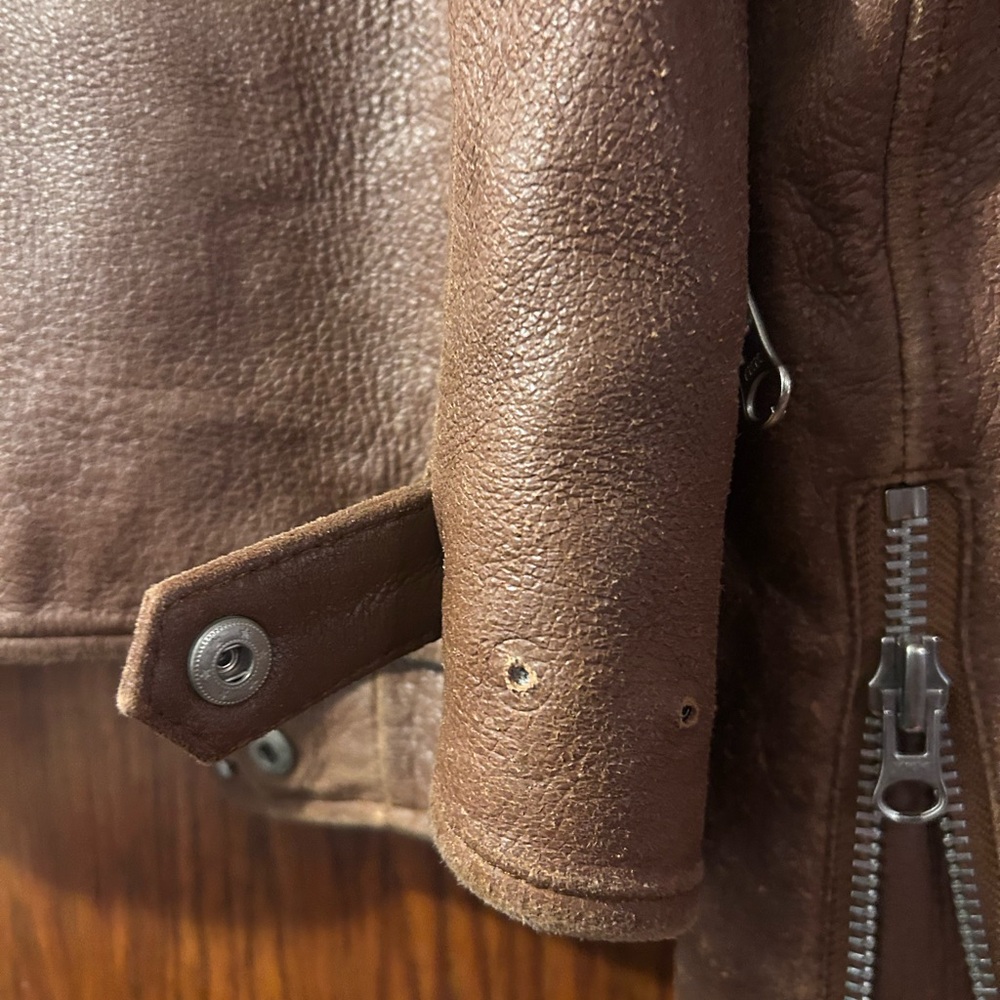GUC brown leather jacket silk lined - Picture 15 of 15